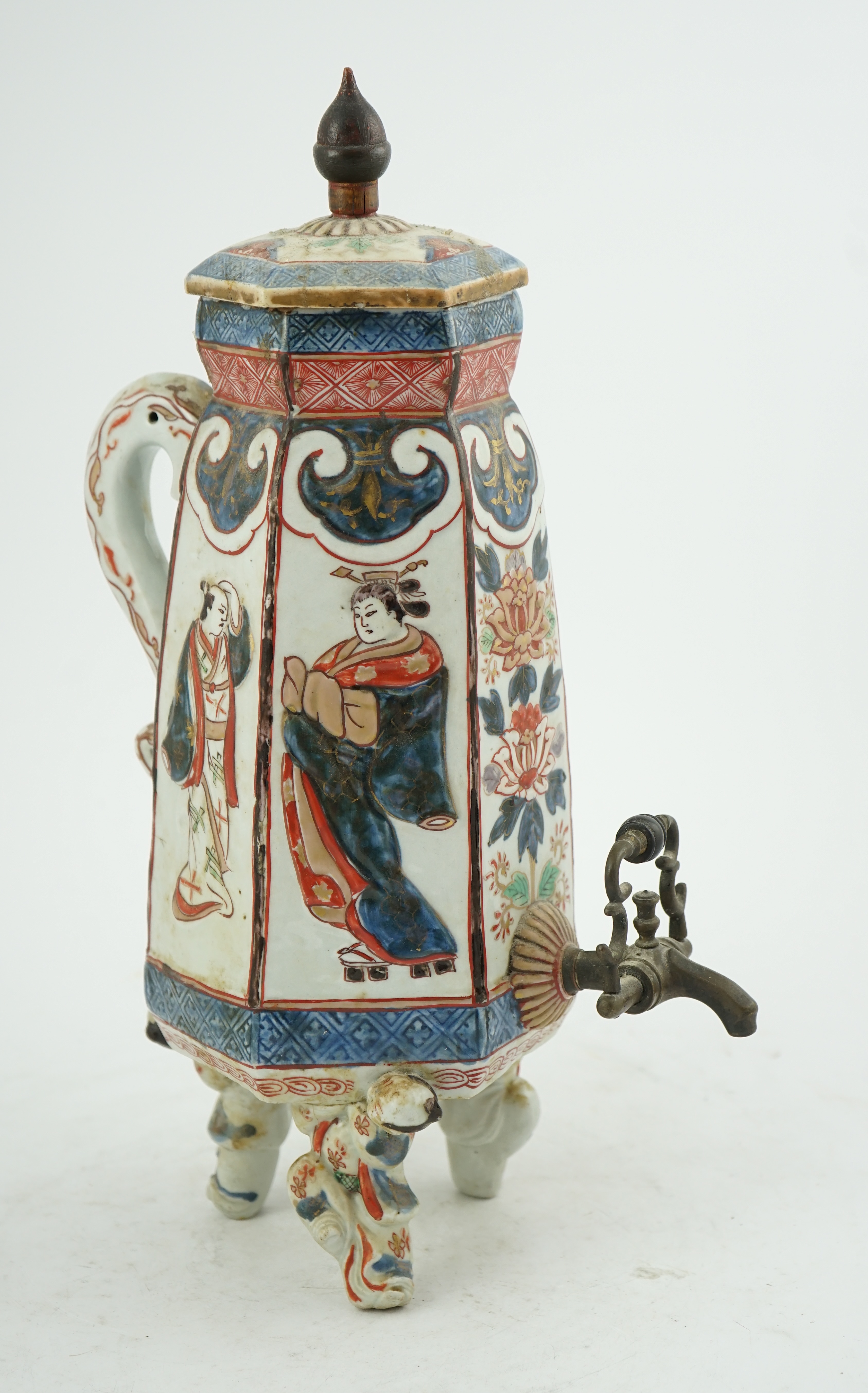 A Japanese Imari style coffee pot, Hizen ware, c.1700-1730